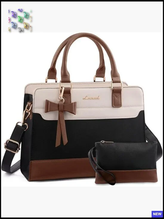 Leather Satchel Tote Purse Crossbody Shoulder Bag Chic Elegant Everyday Use - Picture 1 of 7